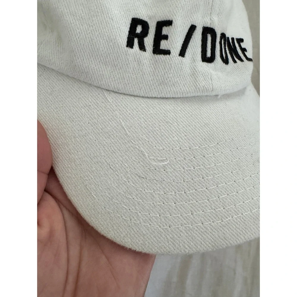 RE/DONE White Baseball Cap Embroidered Logo Adjustable Hat *Flaw*